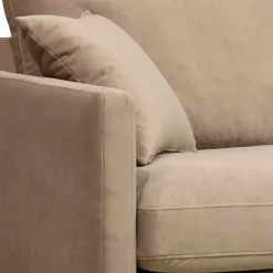 VILLABON Fauteuil XL en velours pieds bois foncé