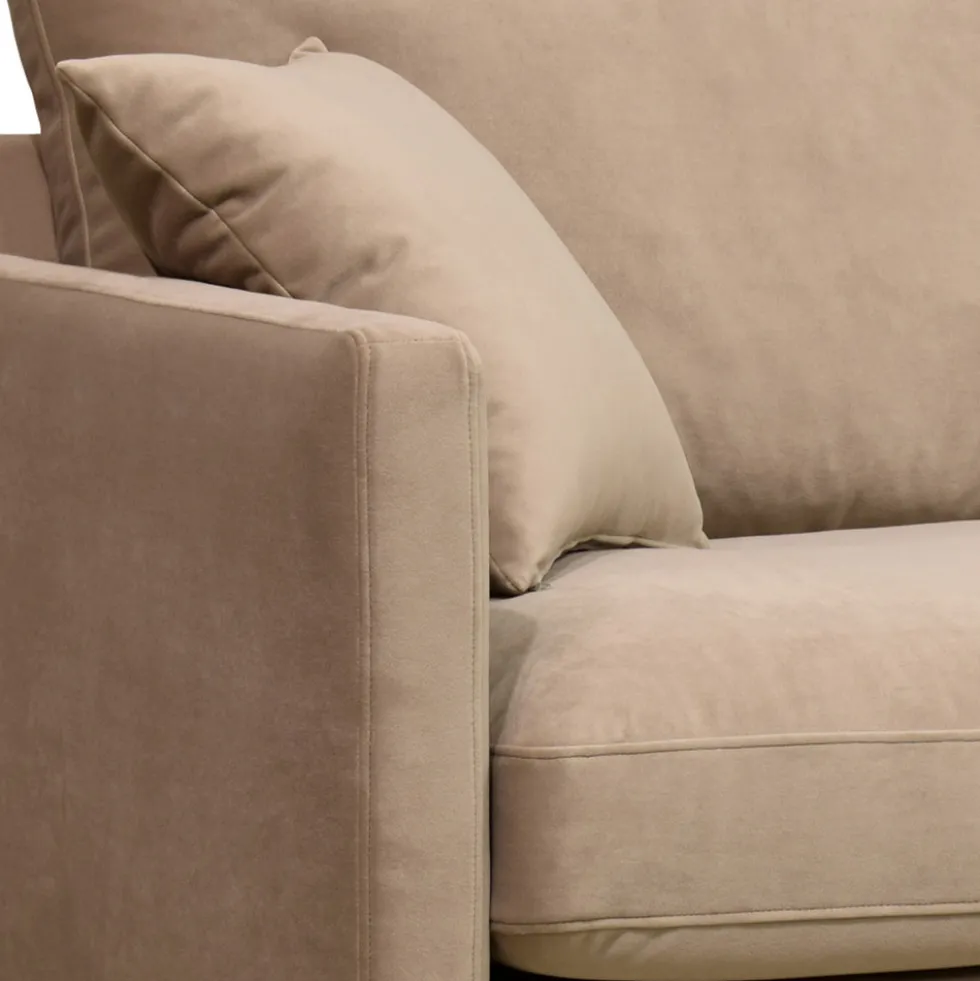 VILLABON Fauteuil XL en velours pieds bois foncé