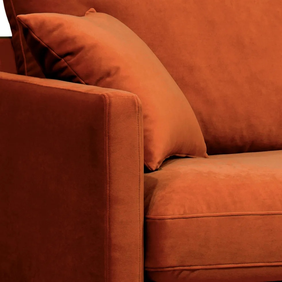 VILLABON Fauteuil XL en velours pieds épingles noirs