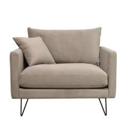 VILLABON Fauteuil XL en velours pieds épingles noirs
