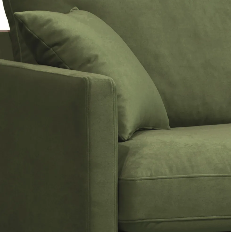 VILLABON Fauteuil XL en velours pieds épingles noirs