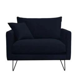 VILLABON Fauteuil XL en velours pieds épingles noirs