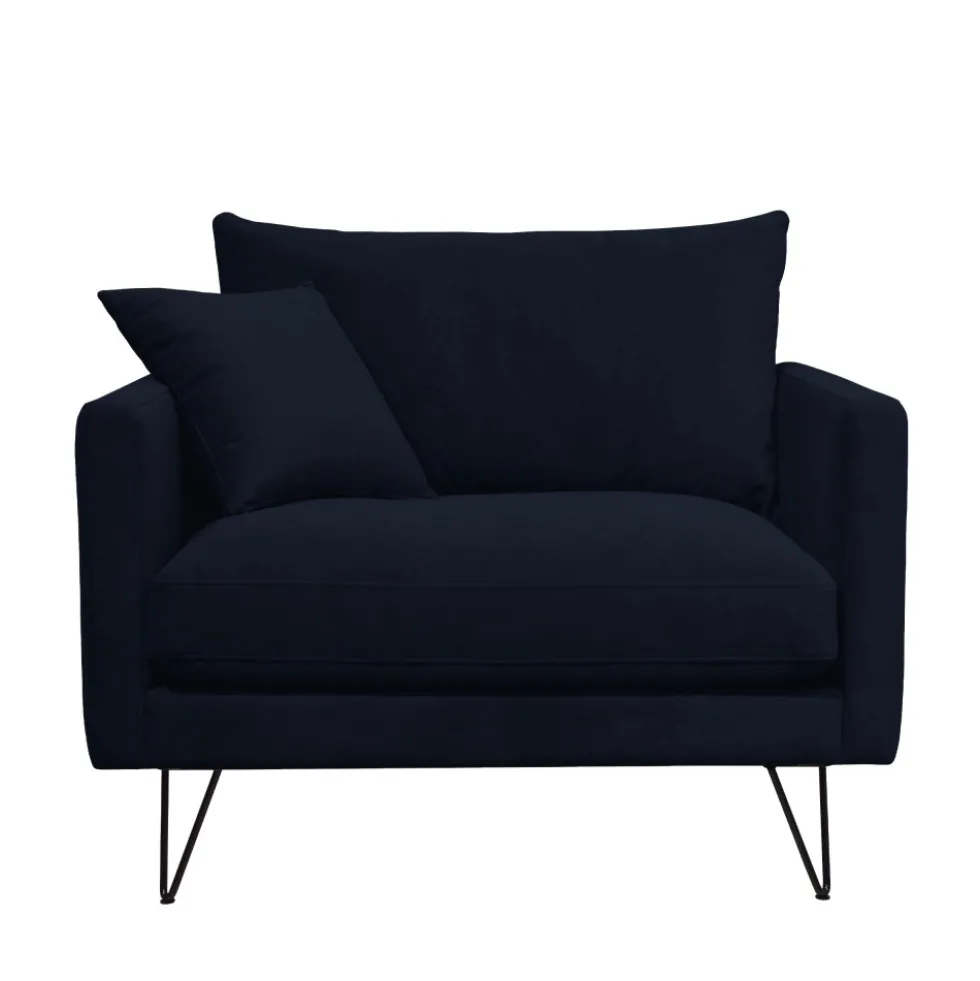 VILLABON Fauteuil XL en velours pieds épingles noirs