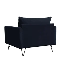 VILLABON Fauteuil XL en velours pieds épingles noirs