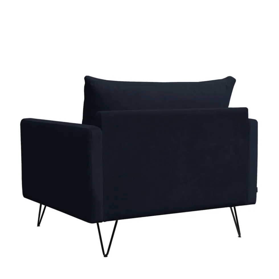 VILLABON Fauteuil XL en velours pieds épingles noirs
