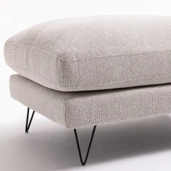 VILLABON Pouf en tissu pieds épingles noirs