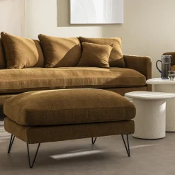 VILLABON Pouf en tissu pieds épingles noirs