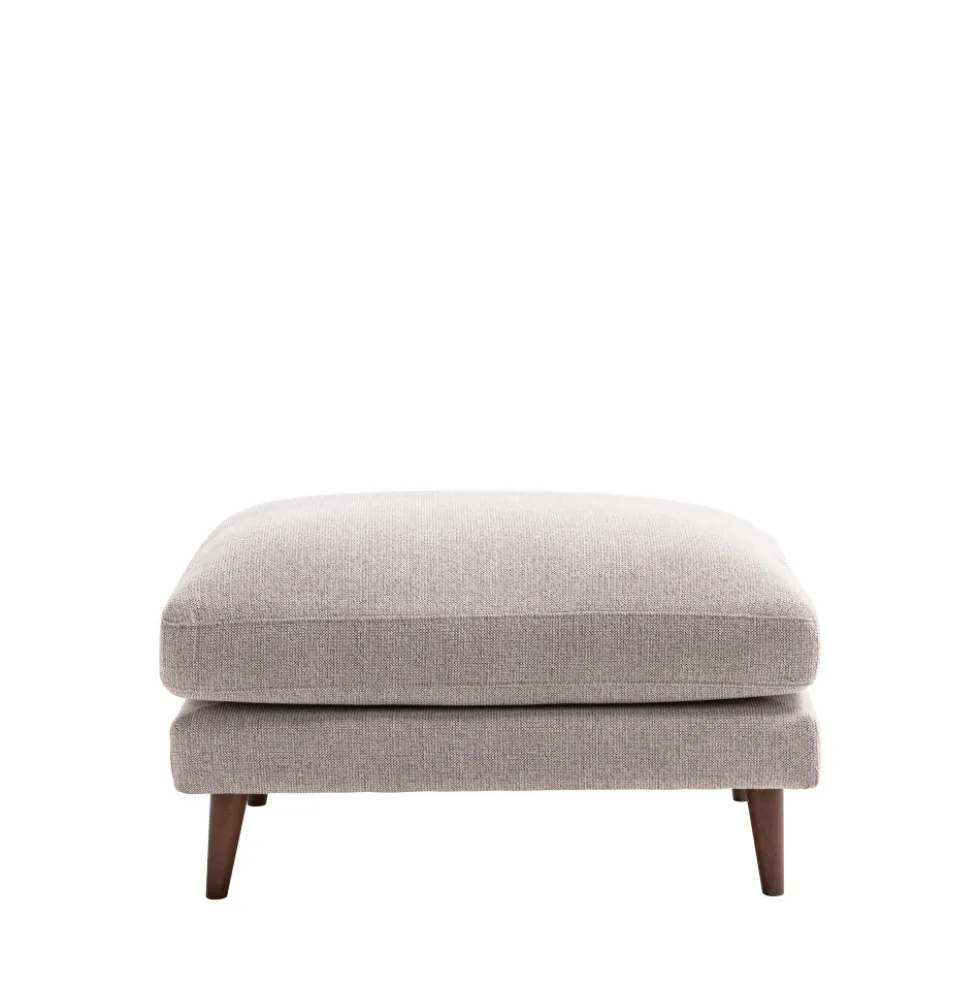 VILLABON Pouf en tissu pieds bois foncé