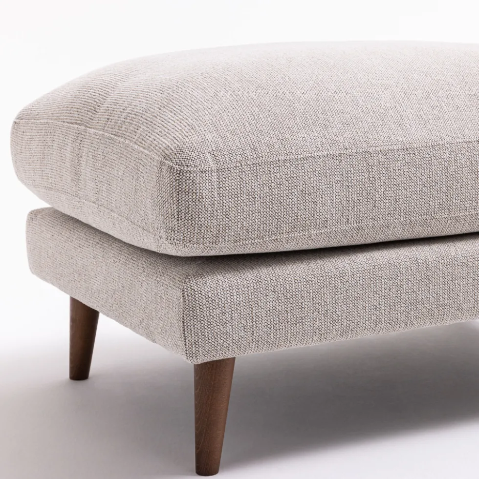 VILLABON Pouf en tissu pieds bois foncé