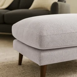 VILLABON Pouf en tissu pieds bois foncé