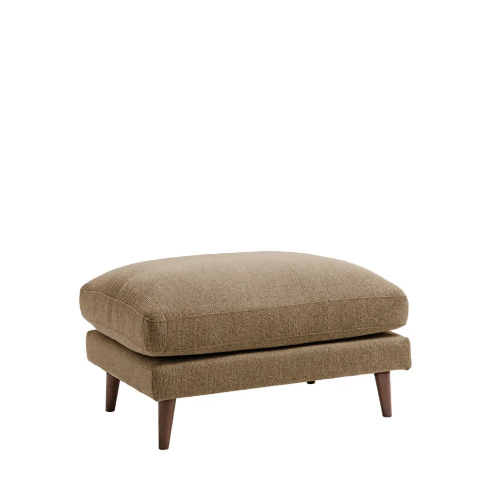 VILLABON Pouf en tissu pieds bois foncé