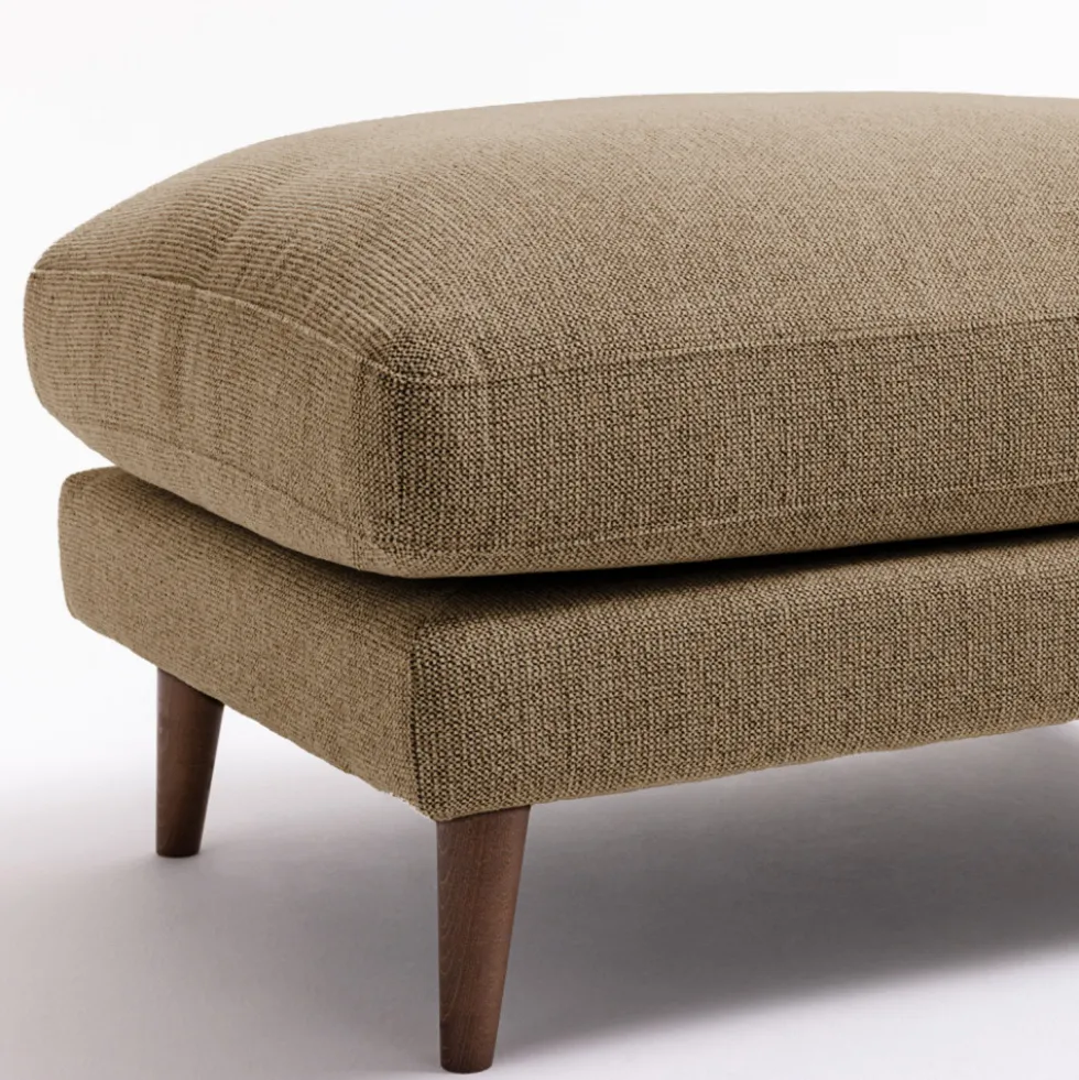 VILLABON Pouf en tissu pieds bois foncé