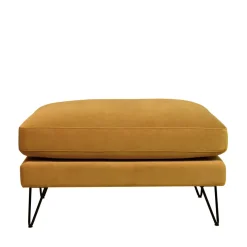VILLABON Pouf en velours pieds épingles noirs