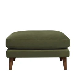 VILLABON Pouf en velours pieds bois foncé