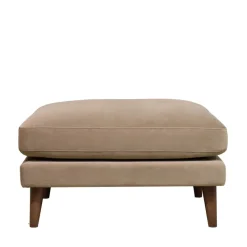 VILLABON Pouf en velours pieds bois foncé