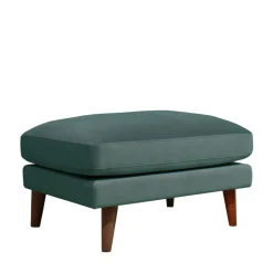 VILLABON Pouf en velours pieds bois foncé