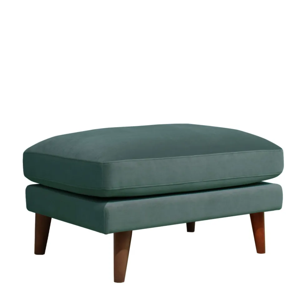 VILLABON Pouf en velours pieds bois foncé