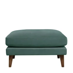 VILLABON Pouf en velours pieds bois foncé
