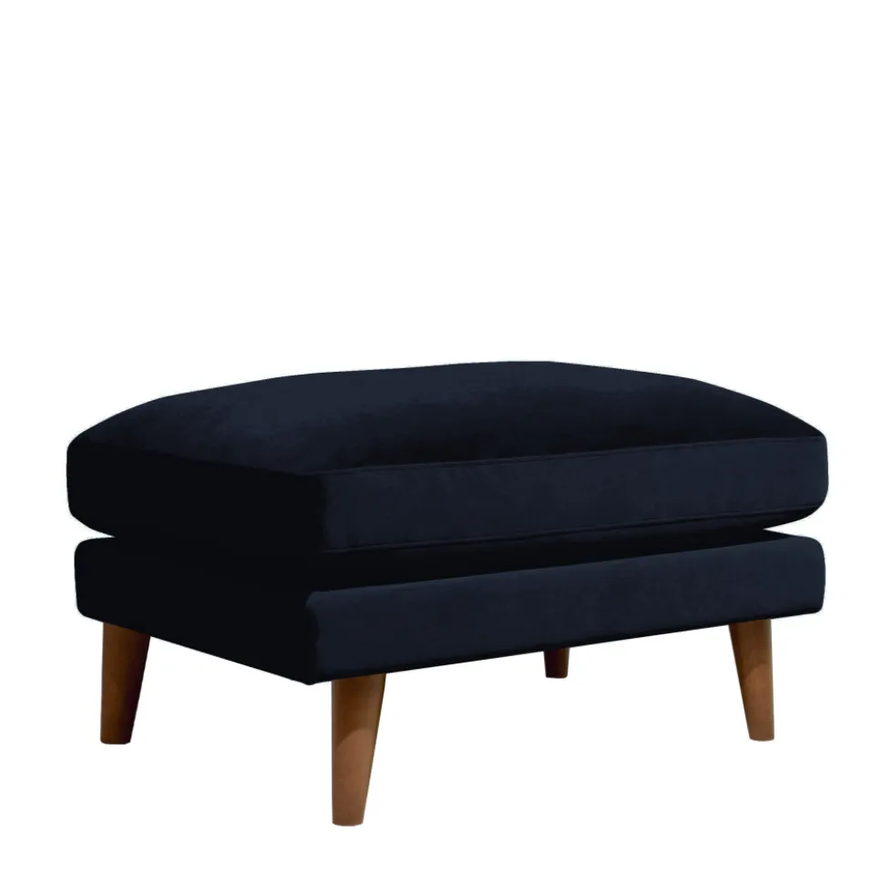 VILLABON Pouf en velours pieds bois foncé