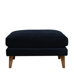 VILLABON Pouf en velours pieds bois foncé