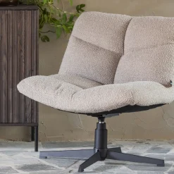 VINNY Fauteuil pivotant en tissu bouclette