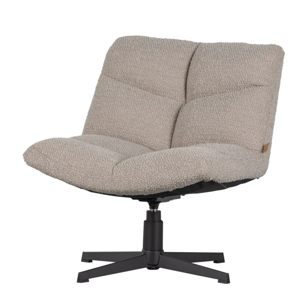 VINNY Fauteuil pivotant en tissu bouclette
