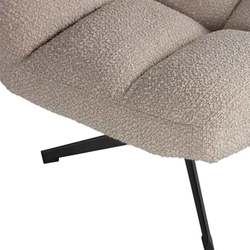 VINNY Fauteuil pivotant en tissu bouclette