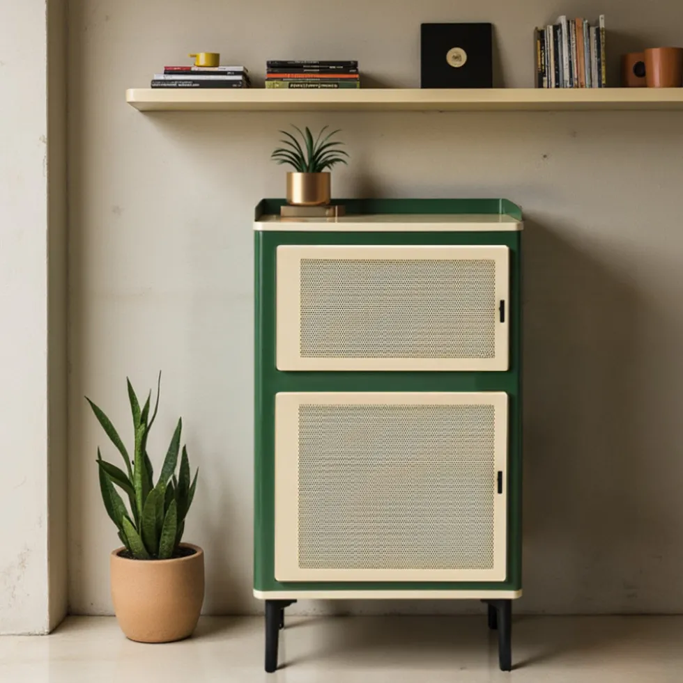 VINTAGIO Petit meuble de rangement 2 portes en métal H94cm