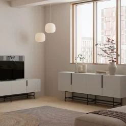 VINTARA Buffet 4 portes en bois et métal L200cm