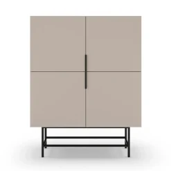 VINTARA Buffet haut 4 portes en bois et métal H128cm