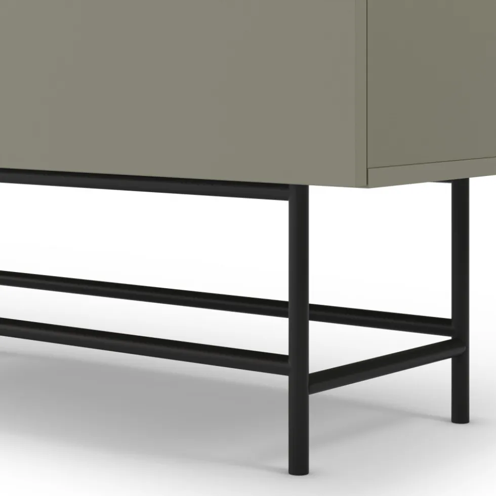 VINTARA Buffet haut 4 portes en bois et métal H128cm