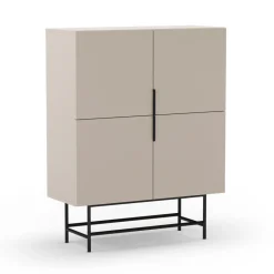 VINTARA Buffet haut 4 portes en bois et métal H128cm