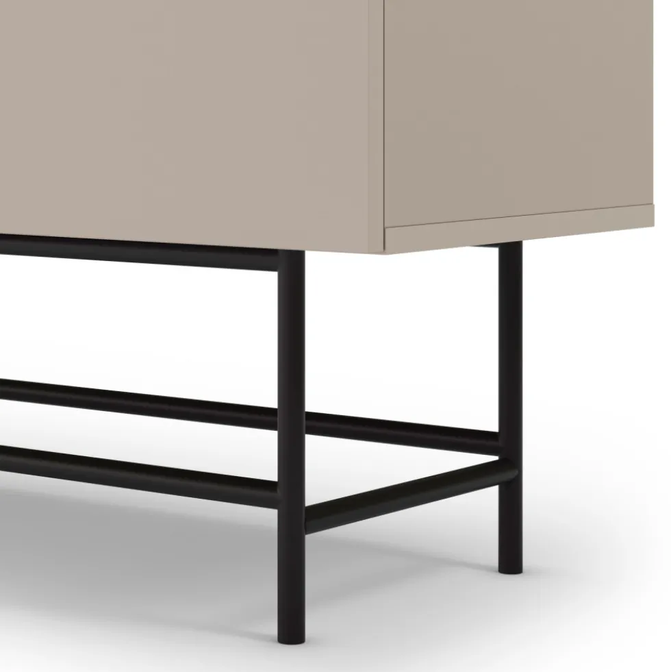 VINTARA Buffet haut 4 portes en bois et métal H128cm