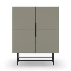 VINTARA Buffet haut 4 portes en bois et métal H128cm