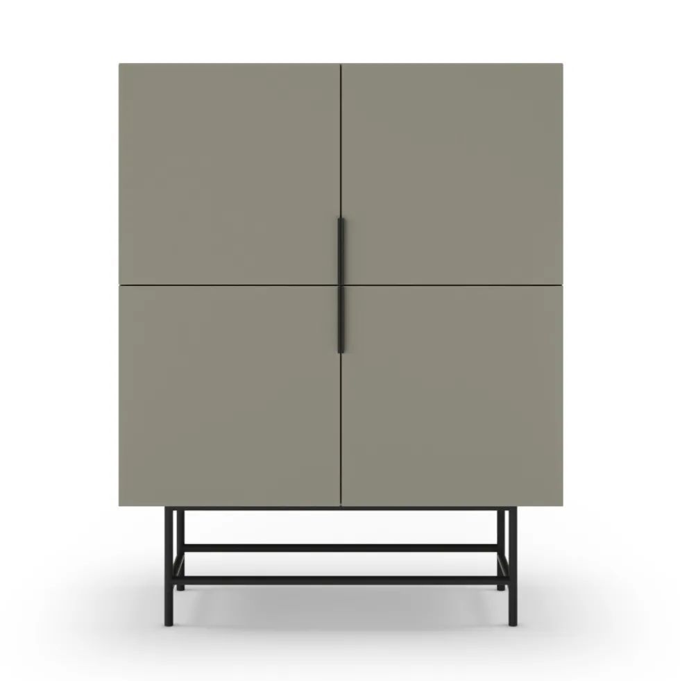VINTARA Buffet haut 4 portes en bois et métal H128cm