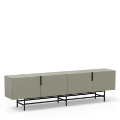 VINTARA Meuble TV 4 portes en bois et métal L200cm