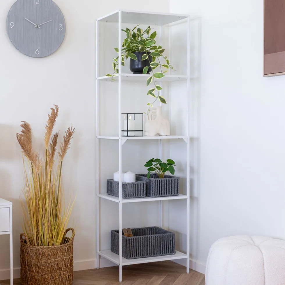 VITA Etagère en bois et métal blanc 51x170cm