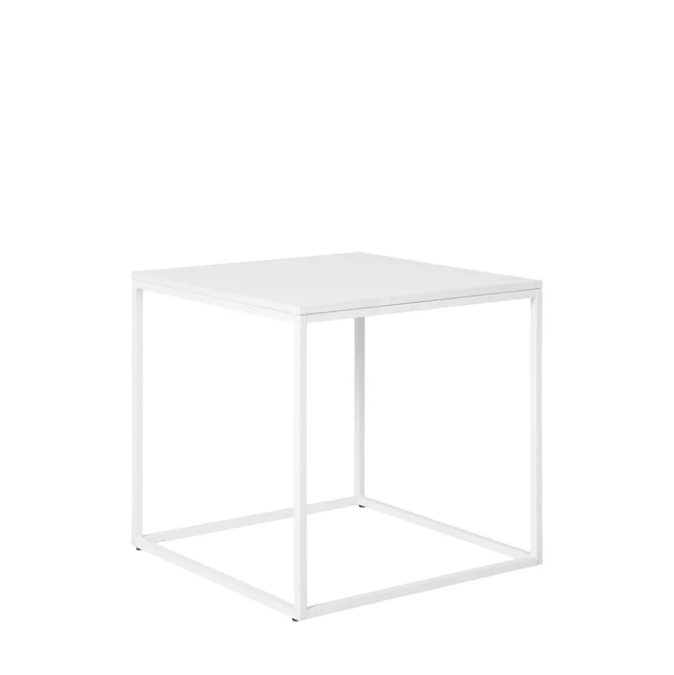 VITA Table d'appoint en bois et métal blanc