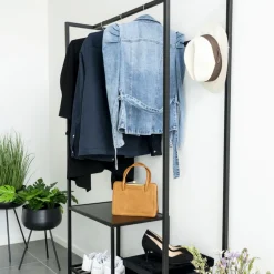 VITA Vestiaire d’entrée en bois et métal avec 2 étagères