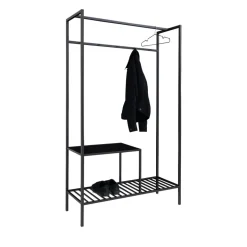VITA Vestiaire d’entrée en bois et métal avec 2 étagères