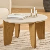 VIVO Table basse ronde en effet travertin ø80cm