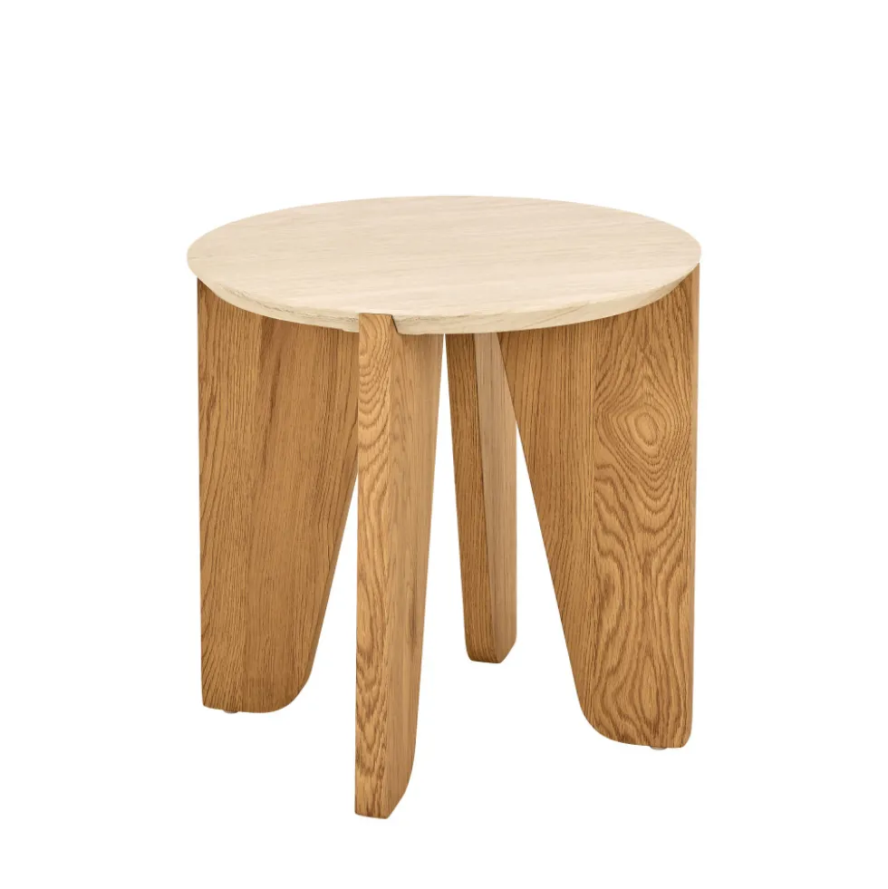 VIVO Table d'appoint ronde en effet travertin ø50cm
