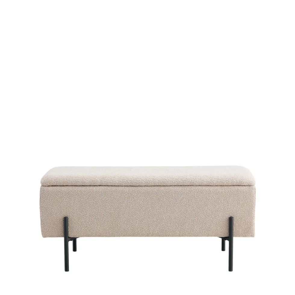 WATFORD Banc coffre en tissu bouclette et métal L95cm