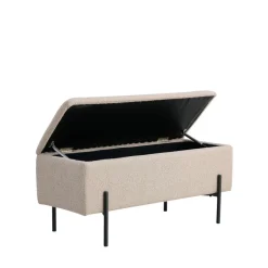 WATFORD Banc coffre en tissu bouclette et métal L95cm