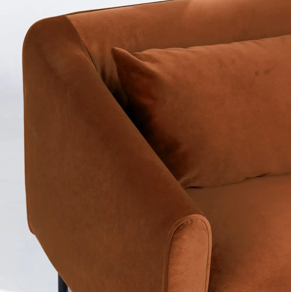 WINSEN Fauteuil en velours pieds droits en métal