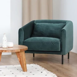 WINSEN Fauteuil en velours pieds droits en métal