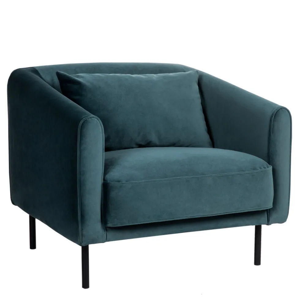 WINSEN Fauteuil en velours pieds droits en métal