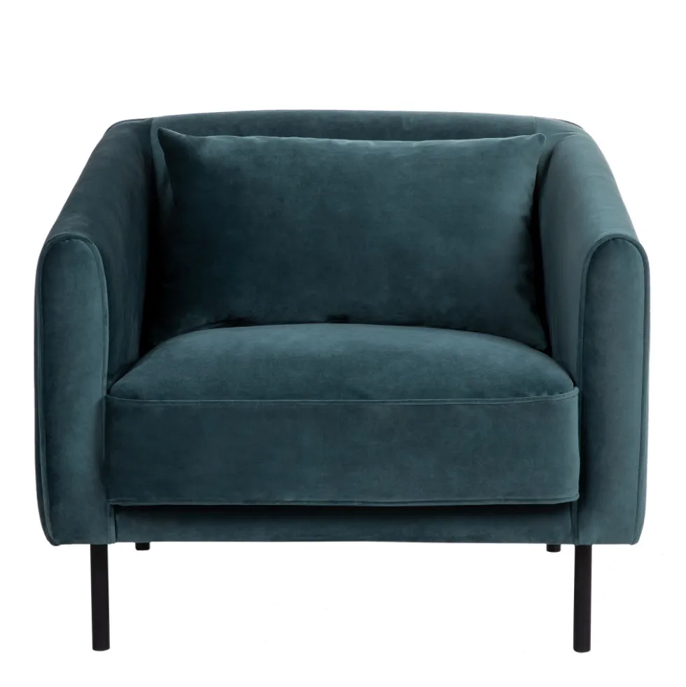 WINSEN Fauteuil en velours pieds droits en métal