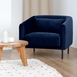 WINSEN Fauteuil en velours pieds droits en métal