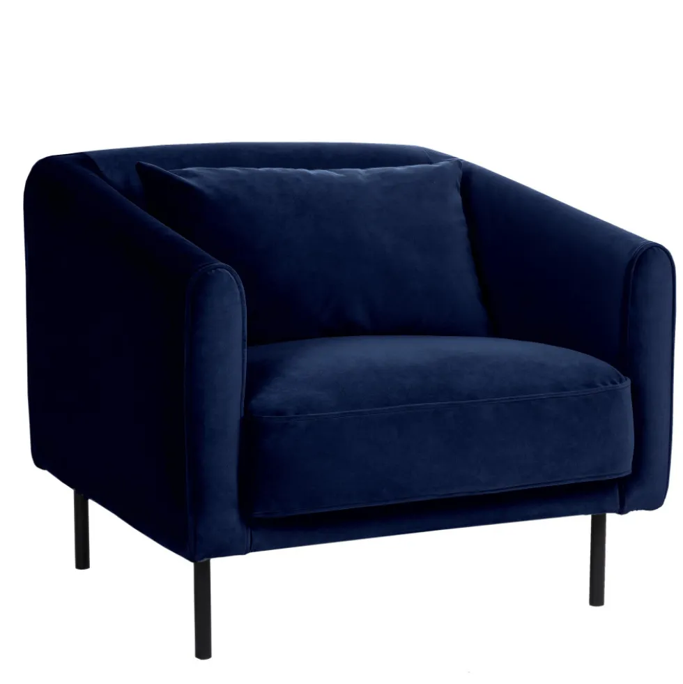 WINSEN Fauteuil en velours pieds droits en métal